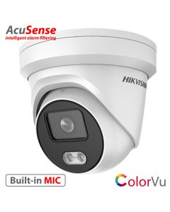 4MP, 2.8mm lens, ColorVu (white light LED), Acusense, Turret Hikvision IP Dome Camera, built-in MIC